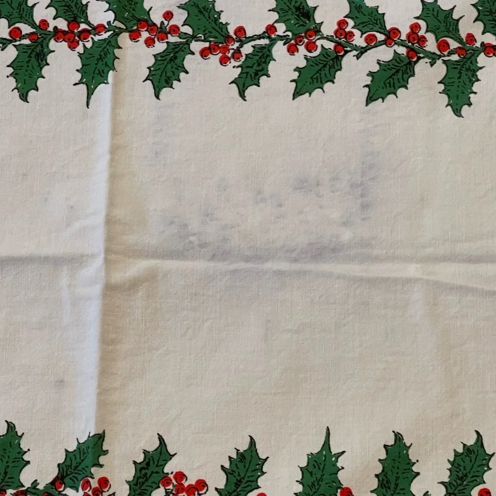 Fallani &‎ Cohn made in USA all cotton mid century heavy tablecloth-Christmas